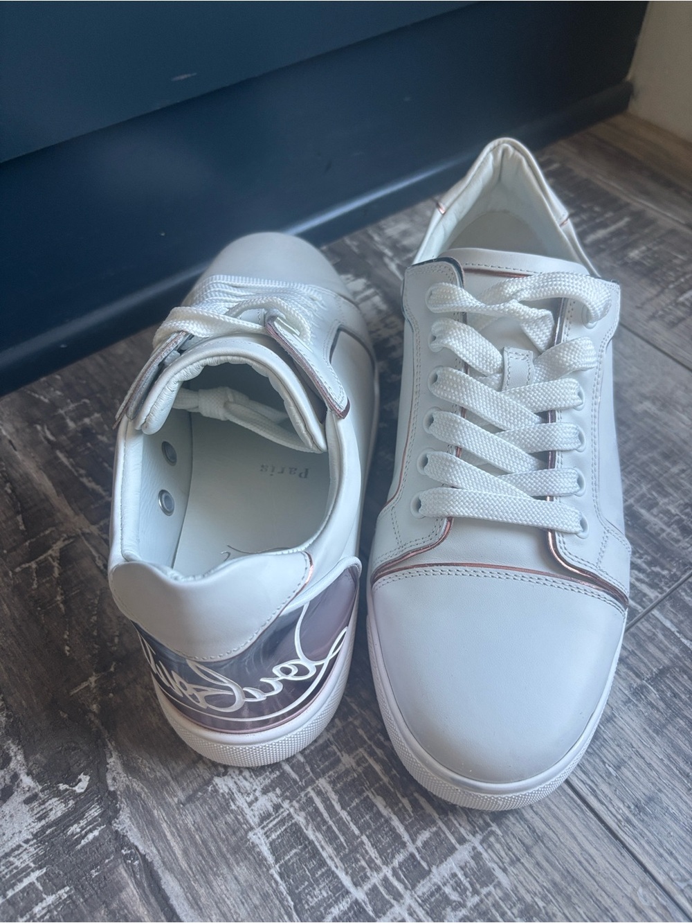 Authentic Christian Louboutin Funny Too-Sneakers with Metallic rose pink Accent